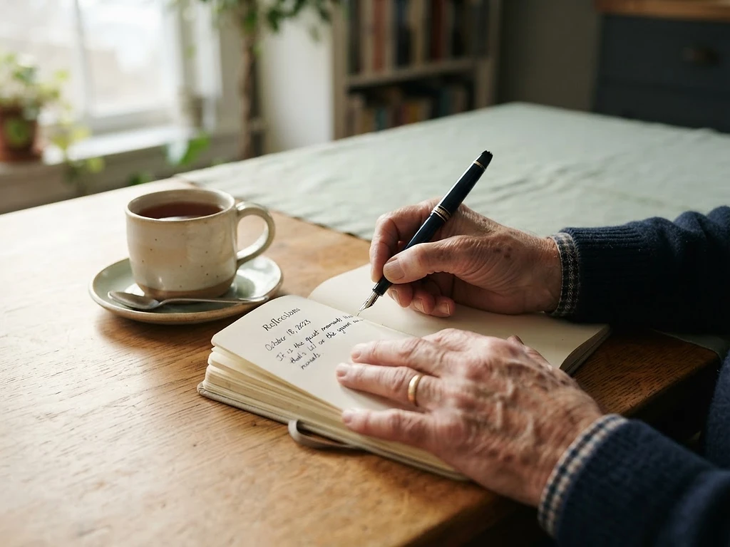 A retired couple reviewing their household budget at the kitchen table